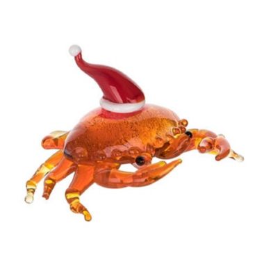 Beachcombers Holiday Red Crab with Santa Hat Mini Glass Art Figurine 1.25 Inch. View a larger version of this product image.