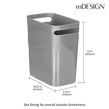 mDesign Slim Plastic Trash Can Garbage Wastebasket, 12" High. View a larger version of this product image.