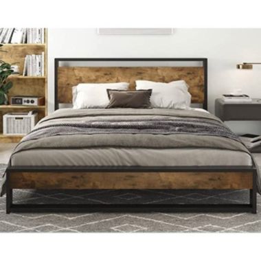 Slickblue Full Modern Farmhouse Platform Bed Frame with Wood Panel Headboard Footboard. View a larger version of this product image.