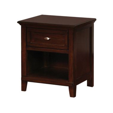 Slickblue Wooden Nightstand with 1 Drawer and Open Shelf, Cherry Brown. View a larger version of this product image.