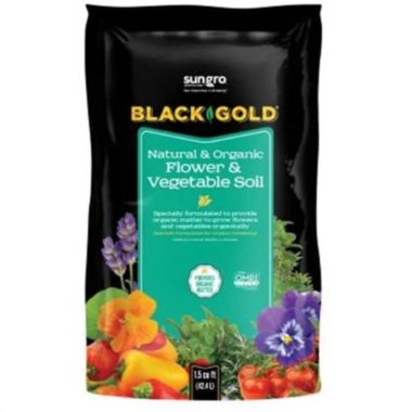 SunGro Black Gold Outdoor Natural and Organic Garden Flower and Vegetables Blend Potting Soil Mix for Outdoor Plants, 1.5 Cubic Foot Bag. View a larger version of this product image.