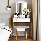 Alternate image 0 for Costway-CA Makeup Vanity Table Dressing table and Cushioned Stool Set