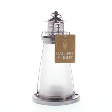 Zingz & Thingz 10" Silver and Clear Lighthouse Candle Lantern. View a larger version of this product image.