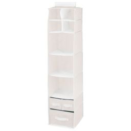 mDesign Over Closet Rod Storage Organizer 7 Shelves/3 Drawers