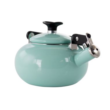 Kenmore 1.5 Quart Enamel On Steel Whistling Tea Kettle in Blue. View a larger version of this product image.