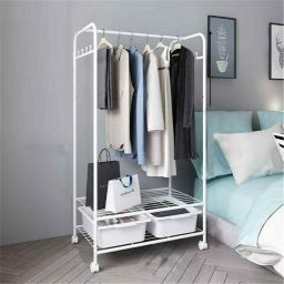 Kitcheniva 2-Tier Large Heavy Duty Wire Shelving Garment Rolling Rack