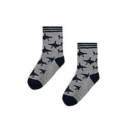 Deux par Deux Pattern Socks Grey Mix Shark Print