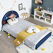 Slickblue Children Twin Size Upholstered  Platform Single Bed