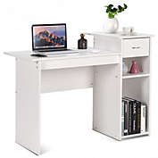 Costway Computer Desk PC Laptop Table with Drawer and Shelf-White