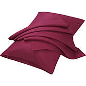PiccoCasa 2 Packs Pillow Cases Double Brushed Pillow Protector Solid Microfiber Pillowcases with Envelope Closure, Pillowcases Covers Standard(20"x26"), Wine