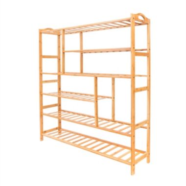 Inq Boutique 6-layer Portable Bamboo Splint Multi-function Shoe Rack Wood Color RT. View a larger version of this product image.