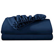 Bare Home 2-Pack Microfiber Fitted Bottom Sheets Deep Pocket (Dark Blue, Queen)