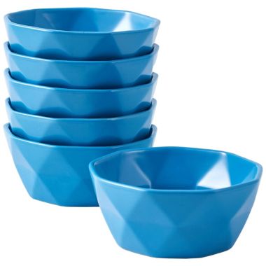 Bruntmor Bake And Serve 6-Pack Geometric Matte 13 Oz Oven Safe Ceramic Cereal Dessert Bowls for Baking, Souffl√©, Ice Cream, Snack, Set of 6 serving Bowls, Blue. View a larger version of this product image.