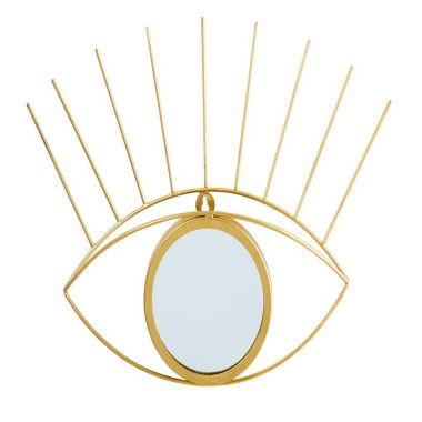 Nearly Natural 17" Gold Metal Glam Eye Wall Decor Accent Mirror. View a larger version of this product image.