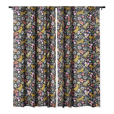 Deny Designs Ninola Design Spring Tigers Jungle Black Blackout Window Curtain. View a larger version of this product image.