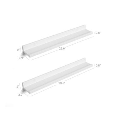 SONGMICS Wall Shelves Set of 2, Floating Shelves Ledge 23-inch Long, Picture Shelving Ledge Modern Design Storage, Easy Assembly, MDF White. View a larger version of this product image.