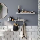 Alternate image 3 for SONGMICS Wall Shelves Set of 2, Floating Shelves Ledge 23-inch Long, Picture Shelving Ledge Modern Design Storage, Easy Assembly, MDF White