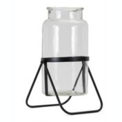 Melrose Home Decorative Vase In Stand (Set of 2) 14"H Metal/Glass