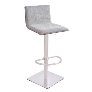 Slickblue Fabric Wooden Back Adjustable Barstool with Hydraulic, Silver and Grey. View a larger version of this product image.