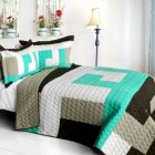 Alternate image 0 for Blancho Bedding Tetris - B Vermicelli-Quilted Patchwork Geometric Quilt Set Full/Queen