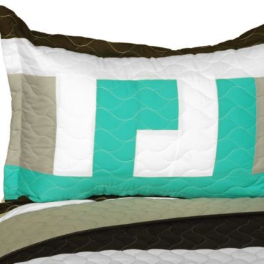 Blancho Bedding Tetris - B Vermicelli-Quilted Patchwork Geometric Quilt Set Full/Queen. View a larger version of this product image.