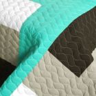 Alternate image 3 for Blancho Bedding Tetris - B Vermicelli-Quilted Patchwork Geometric Quilt Set Full/Queen