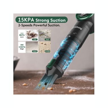 Nicebay Portable Rechargeable Handheld Cordless Vacuum with 15KPA Strong Suction, LED Display and Fast Charging Dock, for Car, Pets and Home. View a larger version of this product image.