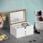 Alternate image 3 for SONGMICS 3-Tier Jewelry Box, Wooden Jewelry Organizer, Jewelry Storage with Drawers, Velvet Lining, Engineered Wood, for Rings, Earrings, Bracelets, Necklaces, White