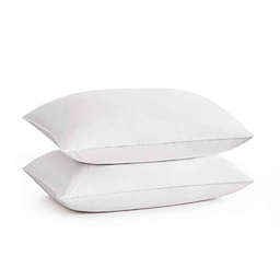 Unikome White Goose Down Feather Bed Pillows in White, 100% Cotton Shell, Set of 2, Queen