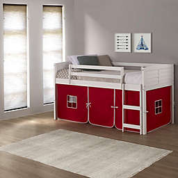 Donco Twin Louver Low Loft White W/Red Tent - White/Red
