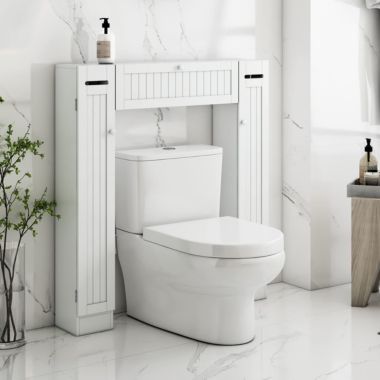 Homfa Over-The-Toilet Storage Cabinet with 2 Side Doors White. View a larger version of this product image.