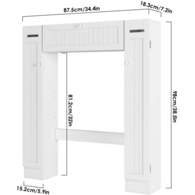 Homfa Over-The-Toilet Storage Cabinet with 2 Side Doors White. View a larger version of this product image.