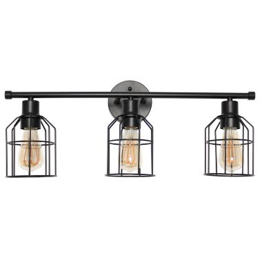 Lalia Home 3 Light Industrial Wired Vanity Light, Matte Black. View a larger version of this product image.