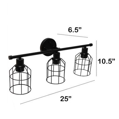 Lalia Home 3 Light Industrial Wired Vanity Light, Matte Black. View a larger version of this product image.