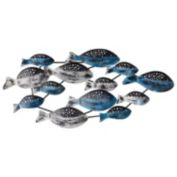 Nearly Natural Modern Decorative 3' x 1.5' Coastal Fish Metal Wall Art Decor