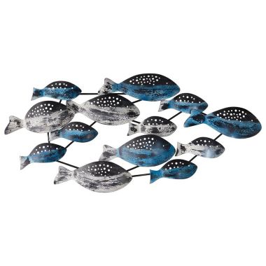 Nearly Natural Modern Decorative 3' x 1.5' Coastal Fish Metal Wall Art Decor. View a larger version of this product image.
