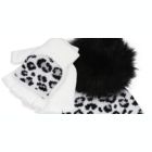 Alternate image 1 for Fab Big Girl's 2 Pc Leopard Print Hat & Glittens Set White Combo One Size
