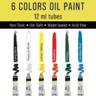 Alternate image 3 for U.S. Art Supply 14-Piece Artist Painting Set with 6 Vivid Oil Paint Colors, 12" Easel, 2 Canvas Panels, 3 Brushes, Wood Painting Palette - Fun Children Kids School, Students, Beginners Starter Kit