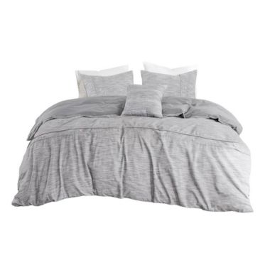 Slickblue Full / Queen size 5-Piece Grey Cotton Farmhouse Comforter Set. View a larger version of this product image.