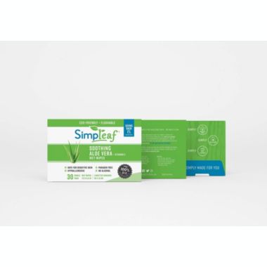Simpleaf Aloe Vera Flushable Wipes 30 counts 6 Packs. View a larger version of this product image.