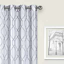 Kate Aurora Living 2 Pack Embroidered Trellis Semi Sheer Grommet Curtains - 52 in. W x 84 in. L, White