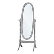 Contemporary Home Living 4.75&#39; Gray Oval Wooden Framed Free Standing Mirror