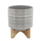 Alternate image 0 for Kingston Living 9.25" Gray and Brown Brushed Ceramic Planter on Stand