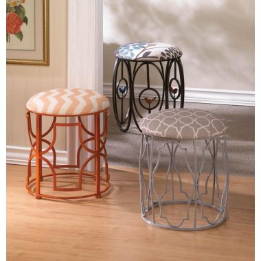 Accent Plus Metal Oval Frame Stool with Birds. View a larger version of this product image.