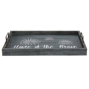 Elegant Designs Decorative Wood Serving Tray with Handles, 15.50" x 12", "Home of the Brave". View a larger version of this product image.