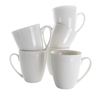 Elama Rosales 6 Piece 12 Ounce Porcelain Mug Set in White. View a larger version of this product image.