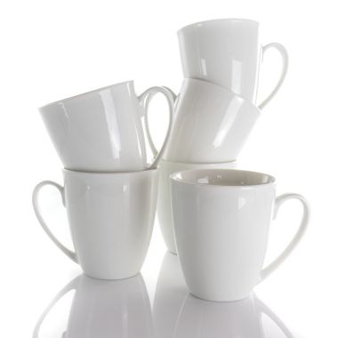 Elama Rosales 6 Piece 12 Ounce Porcelain Mug Set in White. View a larger version of this product image.