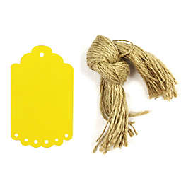 Wrapables 50 Gift Tags/Kraft Hang Tags with Free Cut Strings for Gifts, Crafts & Price Tags, Small Scalloped Edge / Yellow