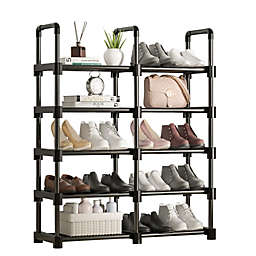 Kitcheniva Metal Shoe Rack Storage Organizer Detachable 2 Rows 5 Layers