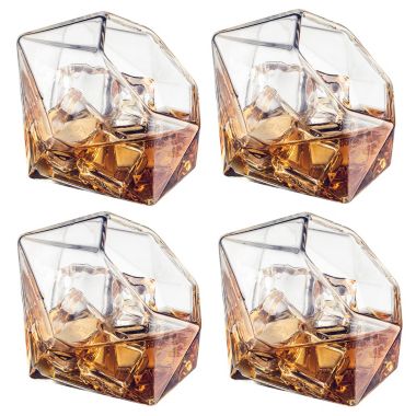The Wine Savant Diamond Whiskey and Wine Decanter, Great Gift! 750ml With 4 Diamond Glasses and Beautiful Mahogany Wooden Holder Liquor, Scotch, Rum, Bourbon, Vodka, Tequila Decanter, Gifts for Dad. View a larger version of this product image.